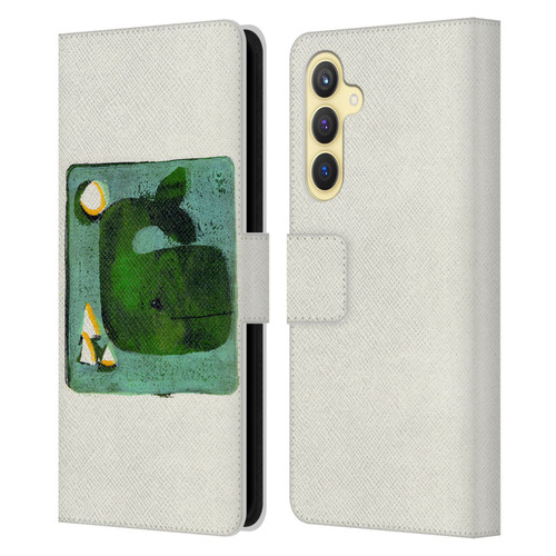 Wyanne Animals 2 Green Whale Monoprint Leather Book Wallet Case Cover For Samsung Galaxy S23 FE 5G