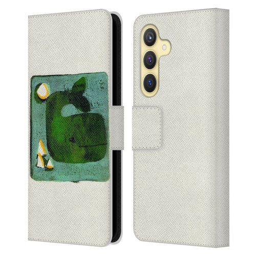 Wyanne Animals 2 Green Whale Monoprint Leather Book Wallet Case Cover For Samsung Galaxy S24 5G