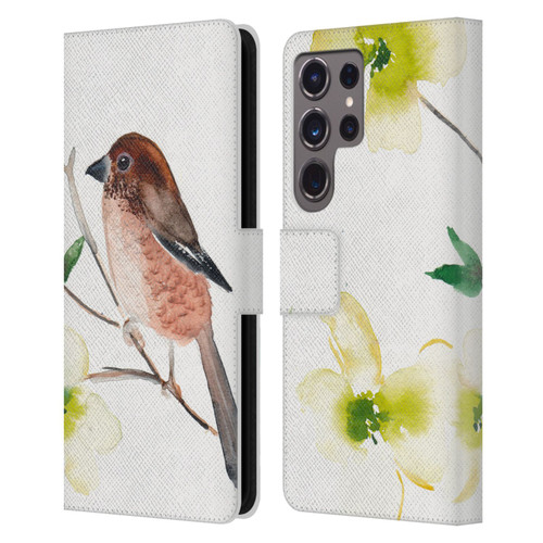 Mai Autumn Birds Dogwood Branch Leather Book Wallet Case Cover For Samsung Galaxy S24 Ultra 5G