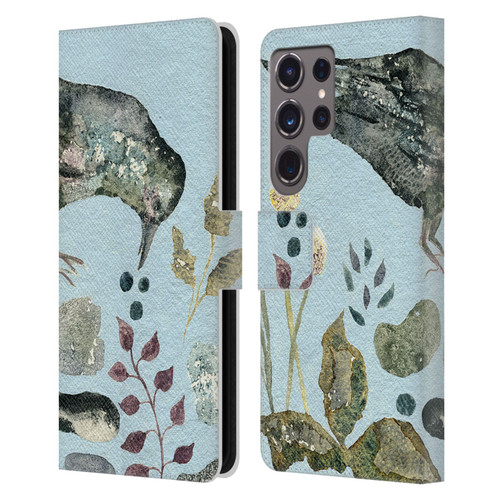 Wyanne Birds Fallen Blueberries Leather Book Wallet Case Cover For Samsung Galaxy S24 Ultra 5G