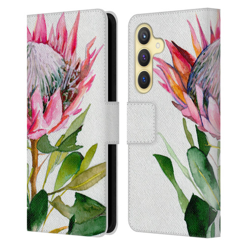 Mai Autumn Floral Blooms Protea Leather Book Wallet Case Cover For Samsung Galaxy S24 5G