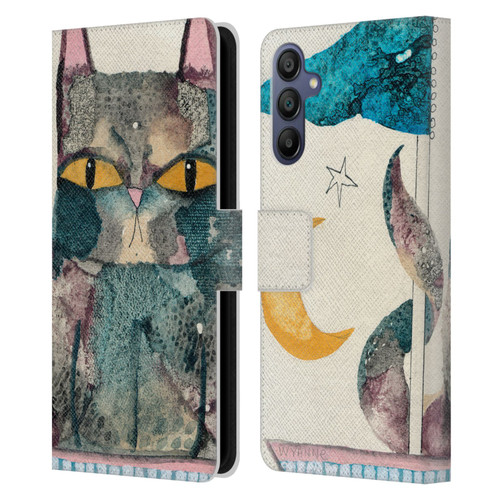 Wyanne Cat By The Light Of The Moon Leather Book Wallet Case Cover For Samsung Galaxy A15