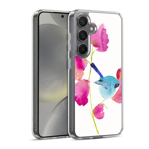 Mai Autumn Floral Blooms Blue Bird Soft Gel Case for Samsung Galaxy S24 5G & MagSafe
