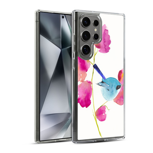 Mai Autumn Floral Blooms Blue Bird Soft Gel Case for Samsung Galaxy S24 Ultra 5G & MagSafe