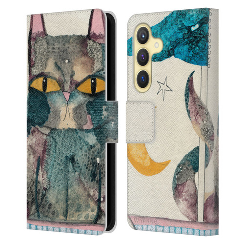 Wyanne Cat By The Light Of The Moon Leather Book Wallet Case Cover For Samsung Galaxy S24 5G