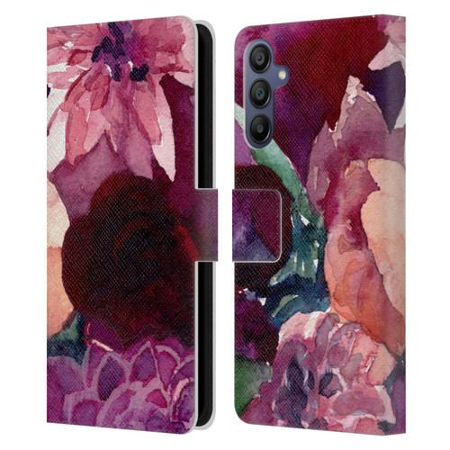 Mai Autumn Floral Garden Dahlias Leather Book Wallet Case Cover For Samsung Galaxy A15