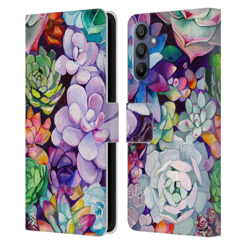 Mai Autumn Floral Garden Succulent Leather Book Wallet Case Cover For Samsung Galaxy A15