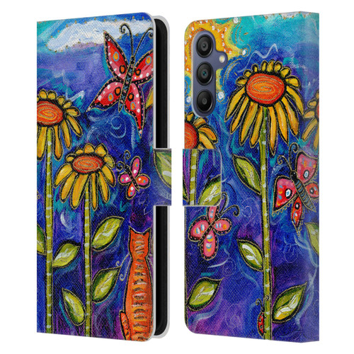 Wyanne Nature 2 Sundown Sunflowers Leather Book Wallet Case Cover For Samsung Galaxy A15