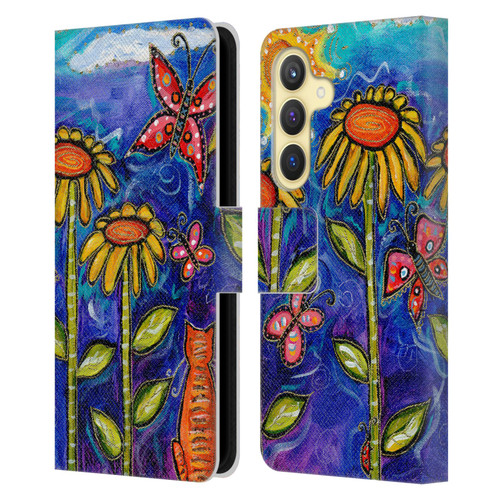 Wyanne Nature 2 Sundown Sunflowers Leather Book Wallet Case Cover For Samsung Galaxy S24 5G