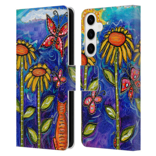 Wyanne Nature 2 Sundown Sunflowers Leather Book Wallet Case Cover For Samsung Galaxy S24+ 5G