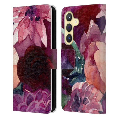 Mai Autumn Floral Garden Dahlias Leather Book Wallet Case Cover For Samsung Galaxy S24 5G