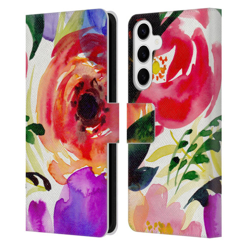 Mai Autumn Floral Garden Bloom Leather Book Wallet Case Cover For Samsung Galaxy S24+ 5G