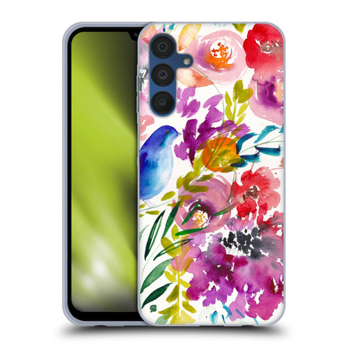 Mai Autumn Floral Garden Bluebird Soft Gel Case for Samsung Galaxy A15