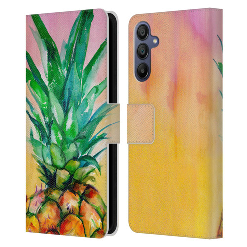 Mai Autumn Paintings Ombre Pineapple Leather Book Wallet Case Cover For Samsung Galaxy A15