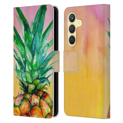 Mai Autumn Paintings Ombre Pineapple Leather Book Wallet Case Cover For Samsung Galaxy S24 5G