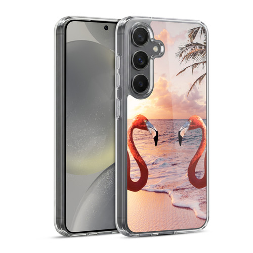 Random Galaxy Mixed Designs Flamingos & Palm Trees Soft Gel Case for Samsung Galaxy S24 5G & MagSafe