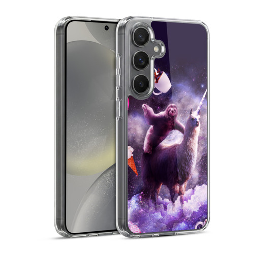 Random Galaxy Mixed Designs Sloth Riding Unicorn Soft Gel Case for Samsung Galaxy S24 5G & MagSafe