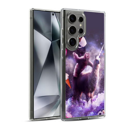 Random Galaxy Mixed Designs Sloth Riding Unicorn Soft Gel Case for Samsung Galaxy S24 Ultra 5G & MagSafe