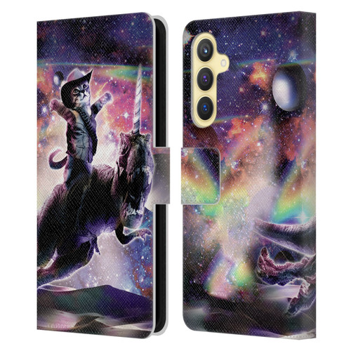 Random Galaxy Space Cat Dinosaur Unicorn Leather Book Wallet Case Cover For Samsung Galaxy S23 FE 5G