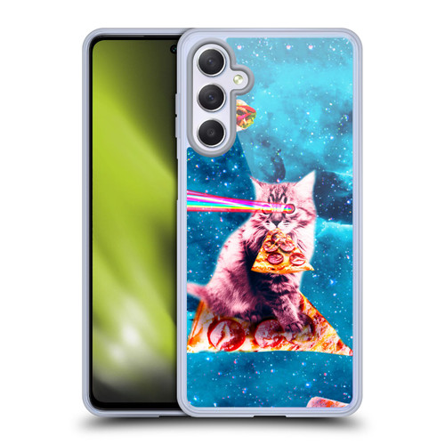 Random Galaxy Space Cat Lazer Eye & Pizza Soft Gel Case for Samsung Galaxy M54 5G