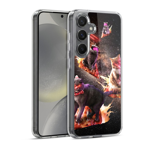 Random Galaxy Space Cat Fire Pizza Soft Gel Case for Samsung Galaxy S24 5G & MagSafe