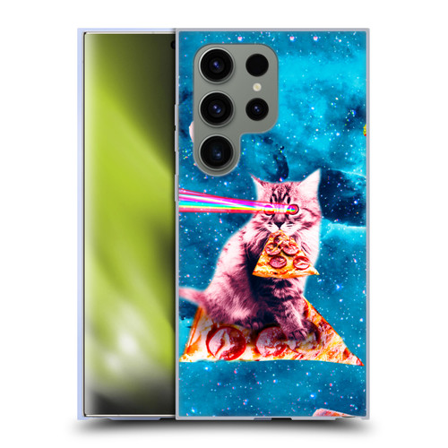 Random Galaxy Space Cat Lazer Eye & Pizza Soft Gel Case for Samsung Galaxy S24 Ultra 5G