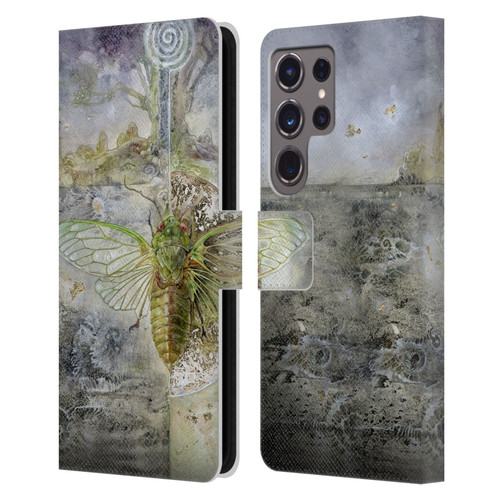 Stephanie Law Immortal Ephemera Cicada Leather Book Wallet Case Cover For Samsung Galaxy S24 Ultra 5G