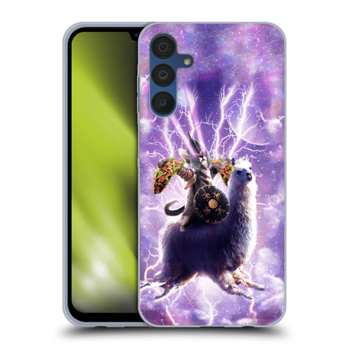 Random Galaxy Space Llama Lazer Cat & Tacos Soft Gel Case for Samsung Galaxy A15