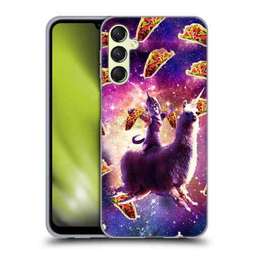 Random Galaxy Space Llama Warrior Cat & Tacos Soft Gel Case for Samsung Galaxy A24 4G / M34 5G