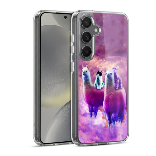 Random Galaxy Space Llama Kitty & Cat Soft Gel Case for Samsung Galaxy S24 5G & MagSafe