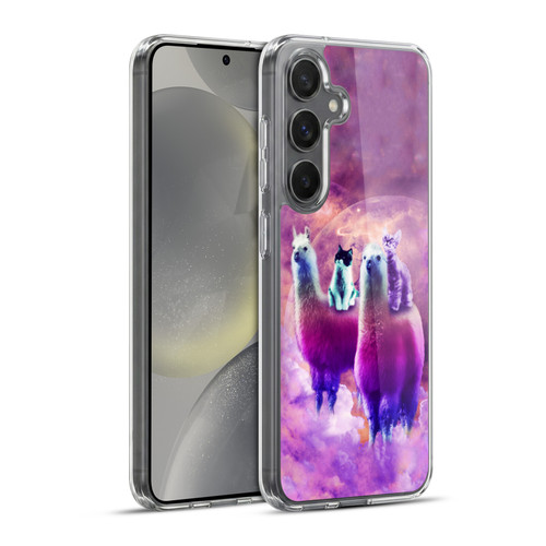 Random Galaxy Space Llama Kitty & Cat Soft Gel Case for Samsung Galaxy S24+ 5G & MagSafe
