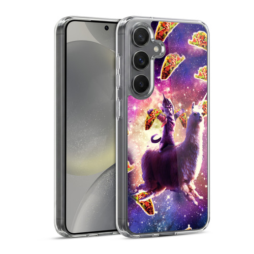 Random Galaxy Space Llama Warrior Cat & Tacos Soft Gel Case for Samsung Galaxy S24 5G & MagSafe