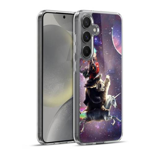 Random Galaxy Space Llama Unicorn Space Ride Soft Gel Case for Samsung Galaxy S24+ 5G & MagSafe