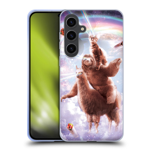 Random Galaxy Space Llama Sloth & Cat Lazer Eyes Soft Gel Case for Samsung Galaxy S24+ 5G
