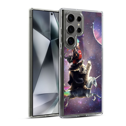 Random Galaxy Space Llama Unicorn Space Ride Soft Gel Case for Samsung Galaxy S24 Ultra 5G & MagSafe