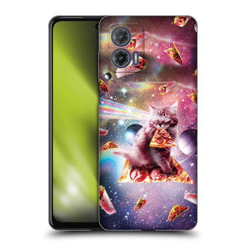 Random Galaxy Space Pizza Ride Outer Space Lazer Cat Soft Gel Case for Motorola Moto G73 5G