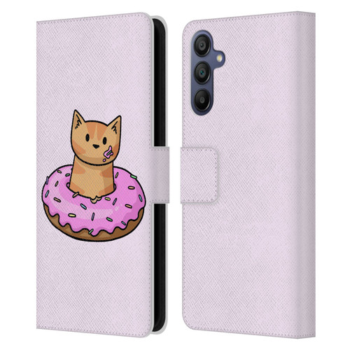 Beth Wilson Doodlecats Donut Leather Book Wallet Case Cover For Samsung Galaxy A15