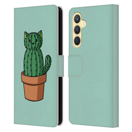 Beth Wilson Doodlecats Cactus Leather Book Wallet Case Cover For Samsung Galaxy S23 FE 5G