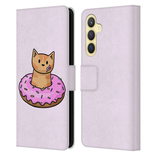 Beth Wilson Doodlecats Donut Leather Book Wallet Case Cover For Samsung Galaxy S23 FE 5G