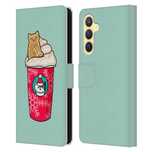 Beth Wilson Doodlecats Gingerbread Latte Leather Book Wallet Case Cover For Samsung Galaxy S23 FE 5G