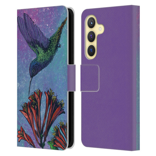David Lozeau Colourful Grunge The Hummingbird Leather Book Wallet Case Cover For Samsung Galaxy S24 5G