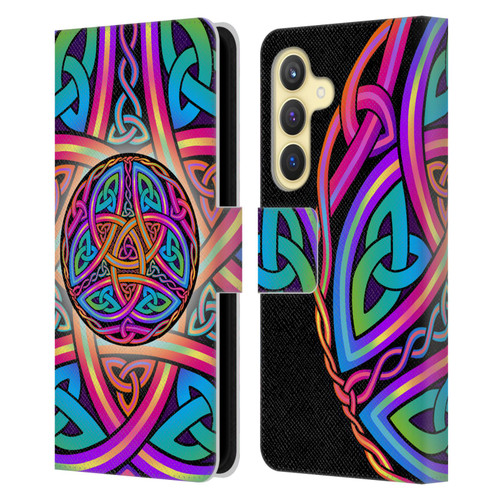 Beth Wilson Rainbow Celtic Knots Divine Leather Book Wallet Case Cover For Samsung Galaxy S24 5G