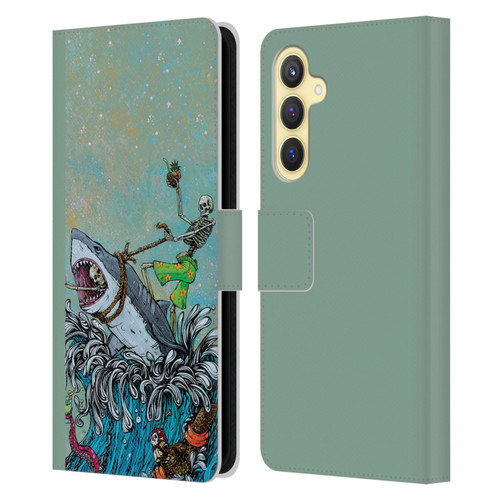 David Lozeau Colourful Art Surfing Leather Book Wallet Case Cover For Samsung Galaxy S23 FE 5G