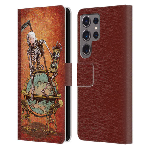 David Lozeau Colourful Art Memento Mori Leather Book Wallet Case Cover For Samsung Galaxy S24 Ultra 5G