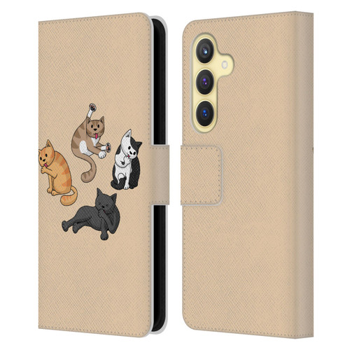 Beth Wilson Doodle Cats 2 Washing Time Leather Book Wallet Case Cover For Samsung Galaxy S24 5G