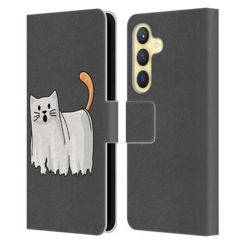 Beth Wilson Doodle Cats 2 Halloween Ghost Leather Book Wallet Case Cover For Samsung Galaxy S24 5G