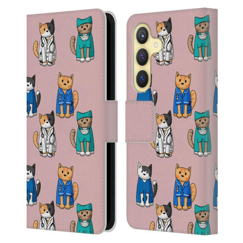 Beth Wilson Doodle Cats 2 Professionals Leather Book Wallet Case Cover For Samsung Galaxy S24 5G