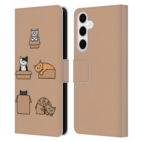 Beth Wilson Doodle Cats 2 Boxes Leather Book Wallet Case Cover For Samsung Galaxy S24+ 5G