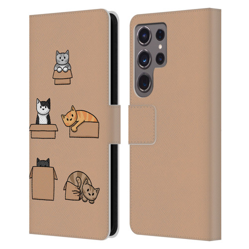 Beth Wilson Doodle Cats 2 Boxes Leather Book Wallet Case Cover For Samsung Galaxy S24 Ultra 5G