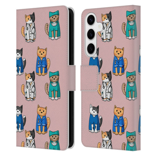 Beth Wilson Doodle Cats 2 Professionals Leather Book Wallet Case Cover For Samsung Galaxy S24+ 5G